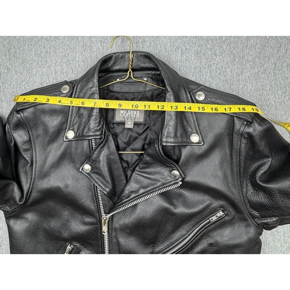 Wilsons Leather Lined Motorcycle Biker Jacket Black Men's Sz M Asymmetrical Zip